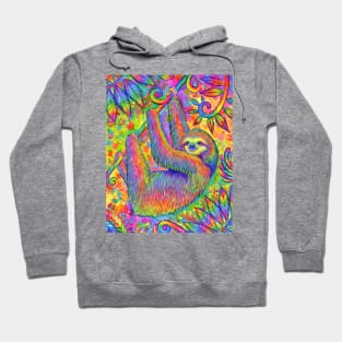 Psychedelic Rainbow Sloth Hoodie